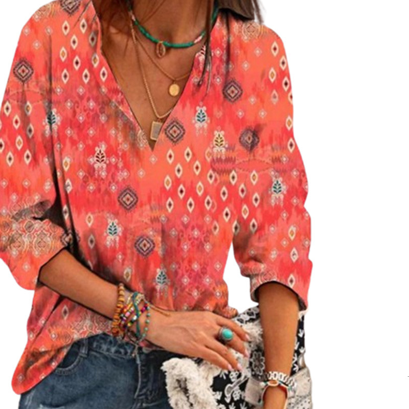 Temu Fashion Colorful Ethnic Style Shirt Top