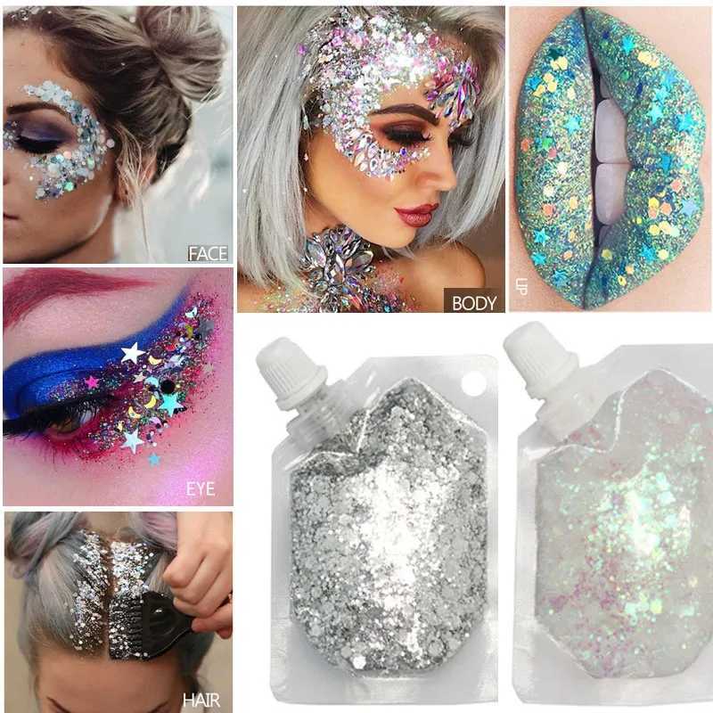 40ML face jewelry eye shadow shimmer pigment body face glitter sequins gel eye cream glitter skin holiday cosmetics glitter W240812