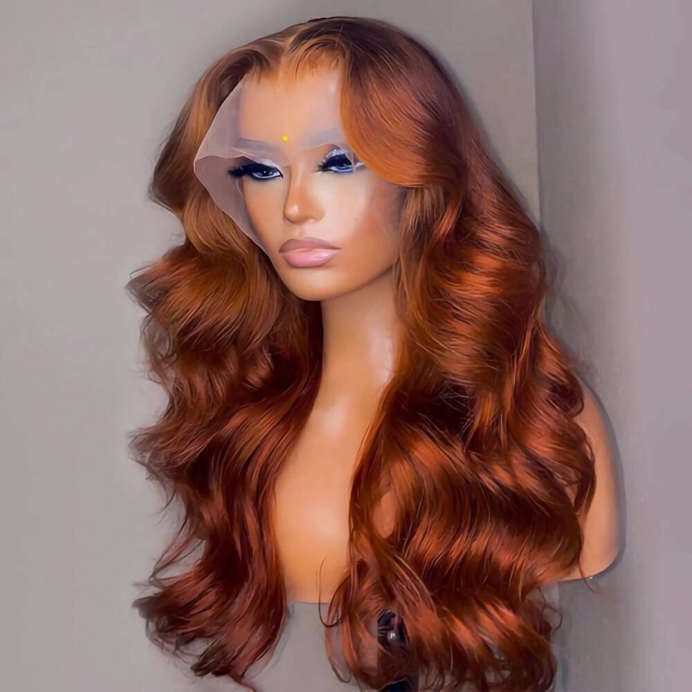 13X4 Reddish Brown Body Wave HD Lace Frontal Human Wig Pre Plucked Brazilian Remy Hair