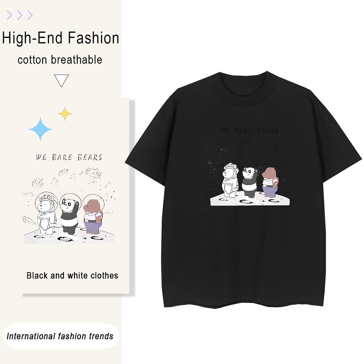 Free Shipping Tshirts bear Casual 100% Cotton 230g Tops Shirt Breathable Crew Neck Brand T Shirts Men Custom Printed