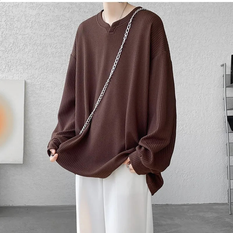 High Quality Texture Long Sleeve T shirt For Men Spring Autumn Casual Mens T-shirts Male Tops Classic Clothes Mens T-Shirts 240812