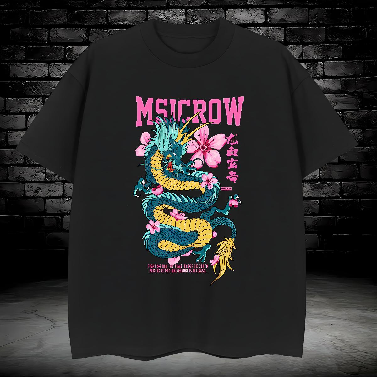 Mens T Shirts 100% Cotton 230g dragon Daily Outfit Short Sleeve Soft Custom Big Size Men Tops Tees Classic Casual Cool Top Tees