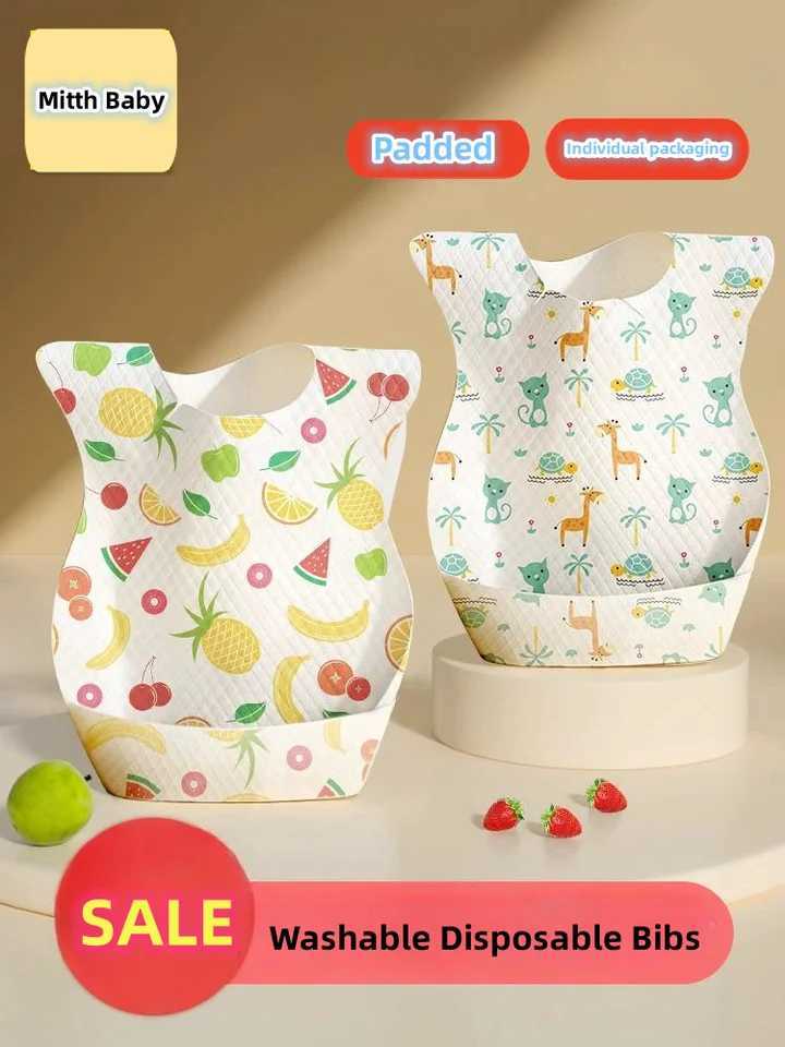Bibs Burp Cloths 50/Set Fruit Printed Drooling Bibs Disposable Bibs For Baby Boys Girls Nonwoven Drooling Towel Outdoor Baby Burp ClothsL4812