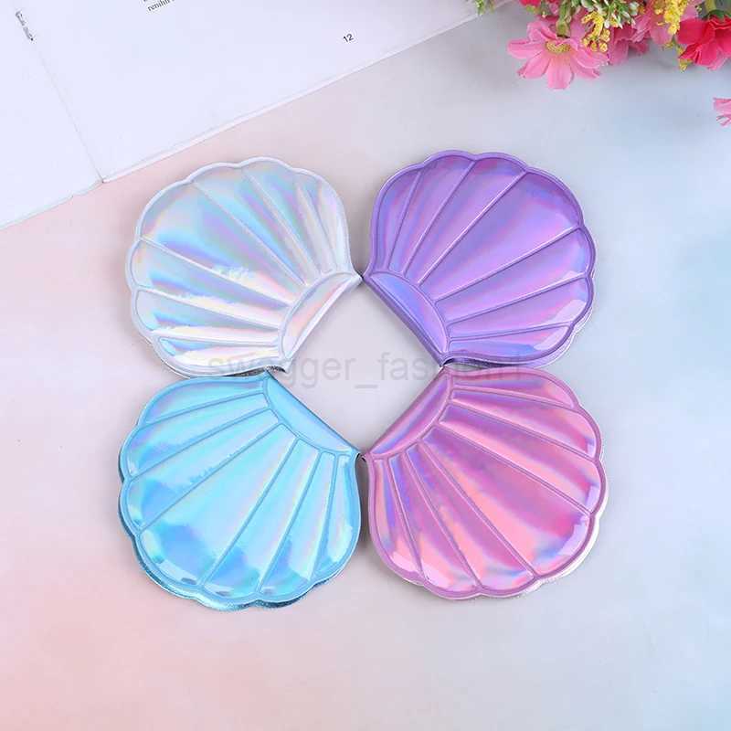 Shell Compact Mirror Makeup Mirror Portable PU Leather 1 2 Magnifier Make Up Mirrors Girls 2-Face Pocket Cosmetics Mirror 1PCSXJ240813
