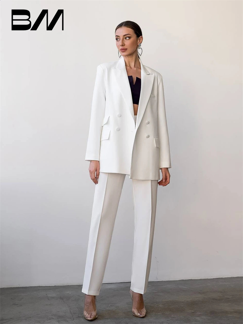 Womens ultrathin fit 2piece set hooded jacket double breasted womens tailcoat used for business wedding parties 240812