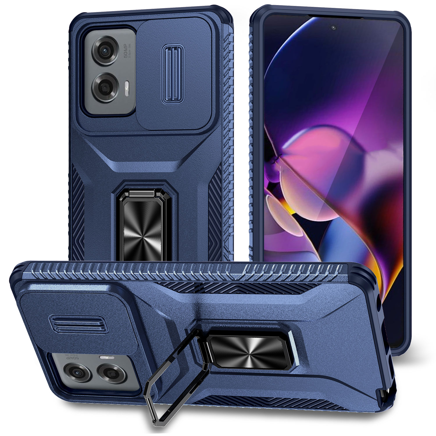 Reaper Military Grade Rugged Armor Cases Slide Camera Protection Ring Stand Shockproof Cover For MOTO Edge G 5G 2024 Power Play Stylus G22 Google Pixe