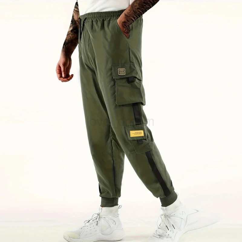 Loose Fit Multi Pocket Joggers For Spring Summer Mens Street Style Waist Drawstring Casual Pants Cargo Pants For Fitness OutdoXJ240813