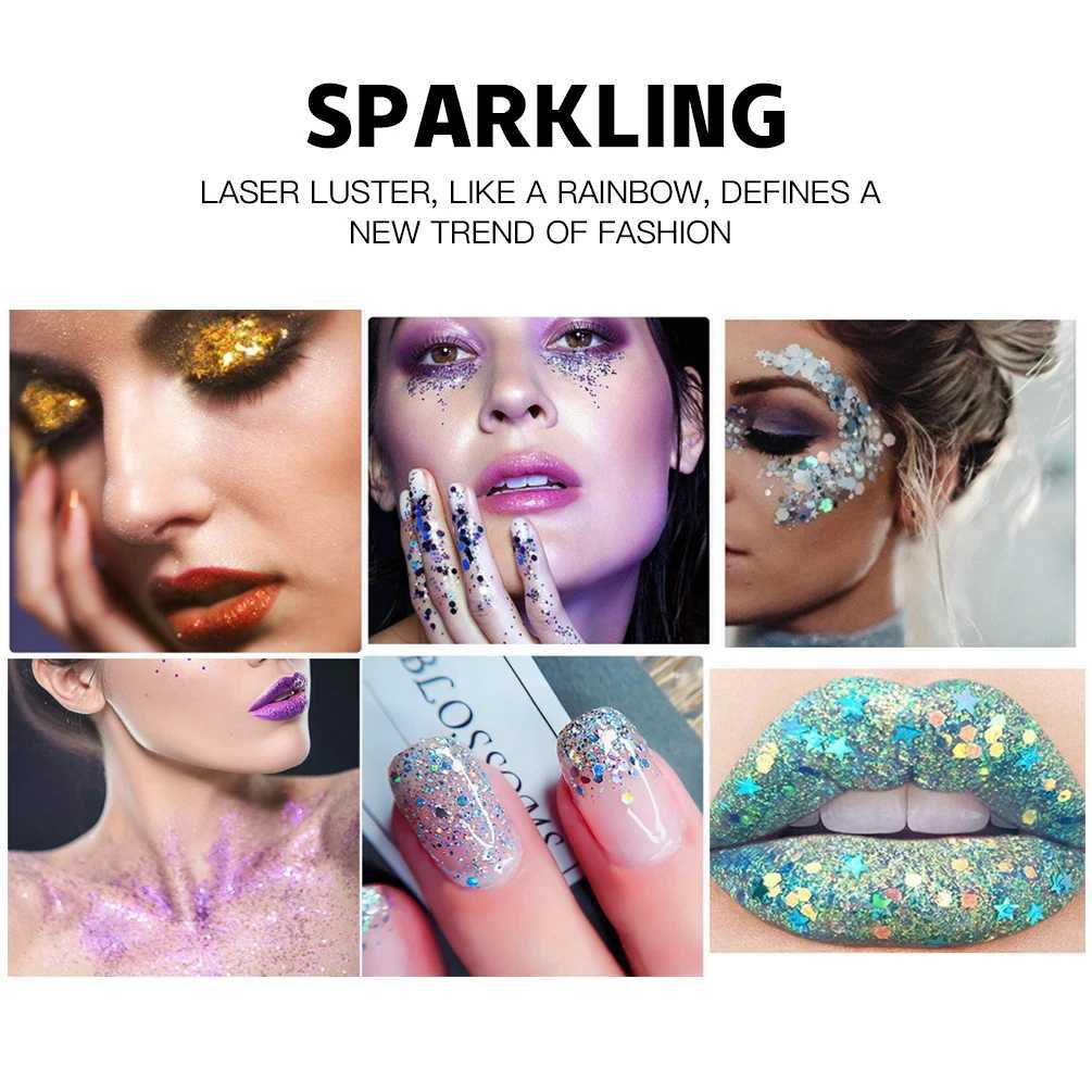 QIBEST body glitter gel nail polish face glitter eye loose sequins cream diamond jewelry rhinestone makeup decoration party festival W240812