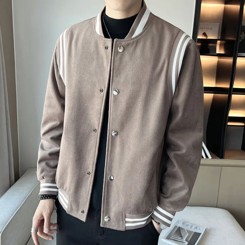 Autumn highquality mens jacket comparison striped casual baseball couple 240812