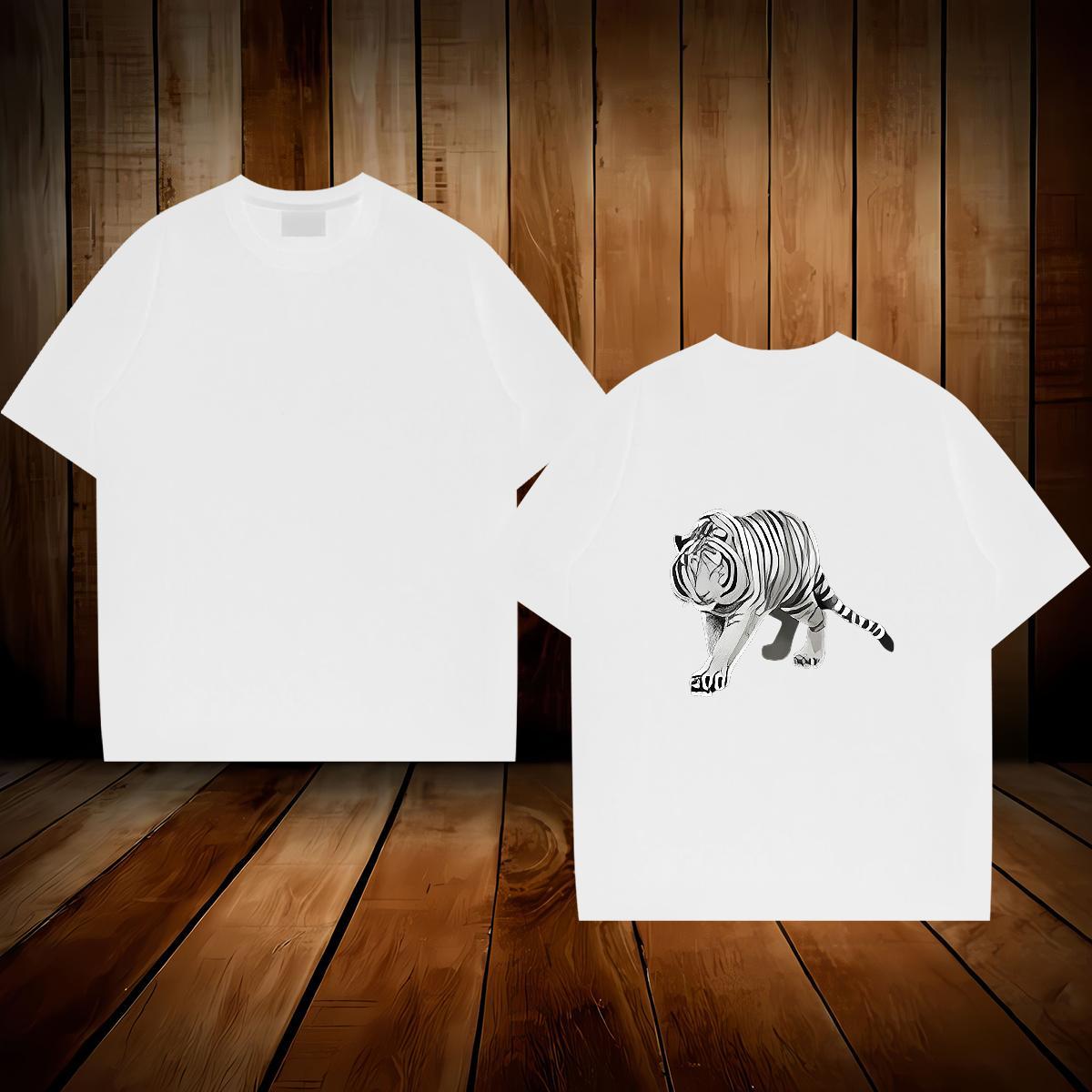 2024 Designer Men Tshirts tiger Casual Daily Wear 230g 100% Cotton Top Tees O-Neck Short Sleeve TOP Quality T Shirts Men Cartoon Print