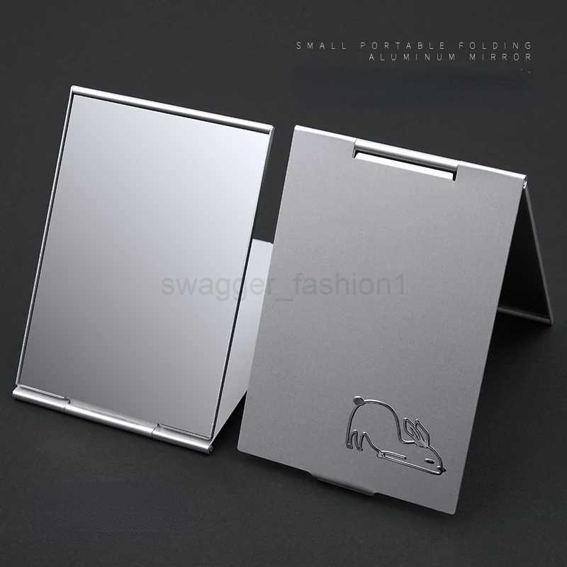 Cute Aluminum Folding Makeup Mirror Simple High-quality Portable Makeup Mirror Single-side Creative Women Aluminum Makeup MirrorXJ240813