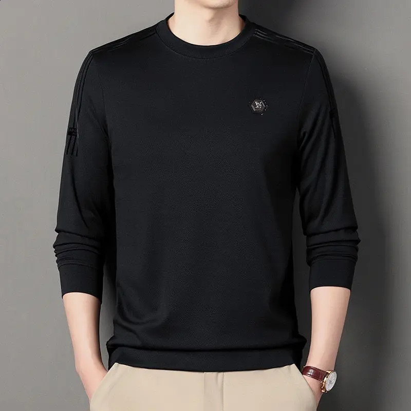 Autumn Winter Oversized Loose Casual Long Sleeve Tee Homme Fashion All-match Pullover Sweatshirt Male Tops Men Patchwork T-shirt 240812