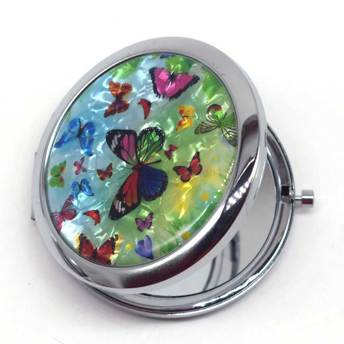 Mini Makeup Compact Pocket Mirror Flower Butterfly Bamboo Metal Portable Two-side Folding Makeup Mirror Vintage Cosmetic MirrorsXJ240813