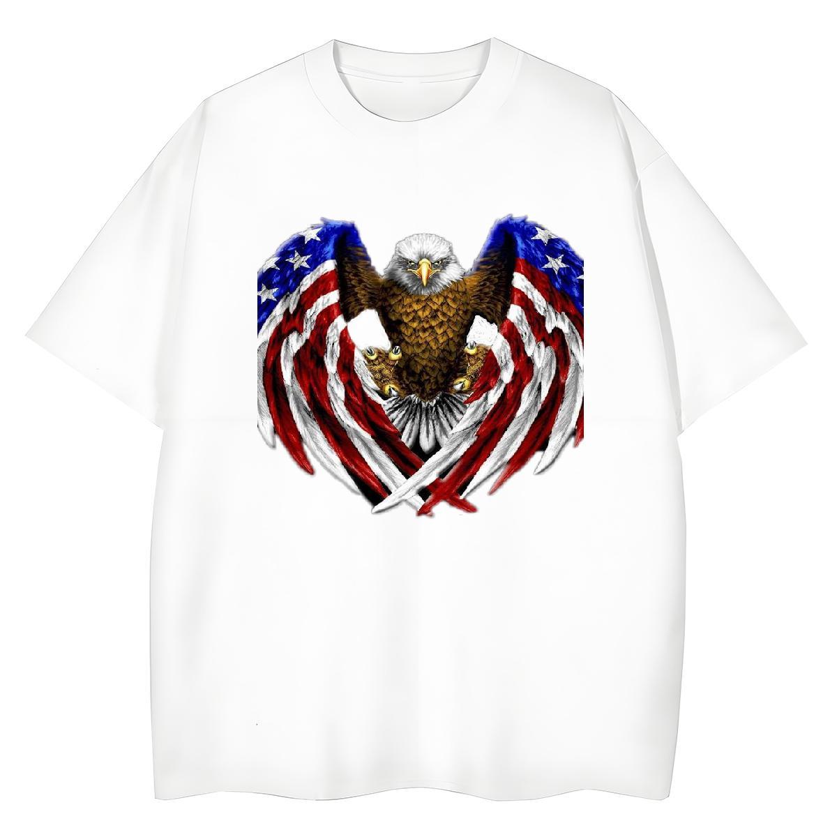 Classic Man T Shirts eagle Crew Neck Breathable Daily Wear Cartoon Print 230g Pure Cotton Couples T Shirts Designer Fashion Clothings