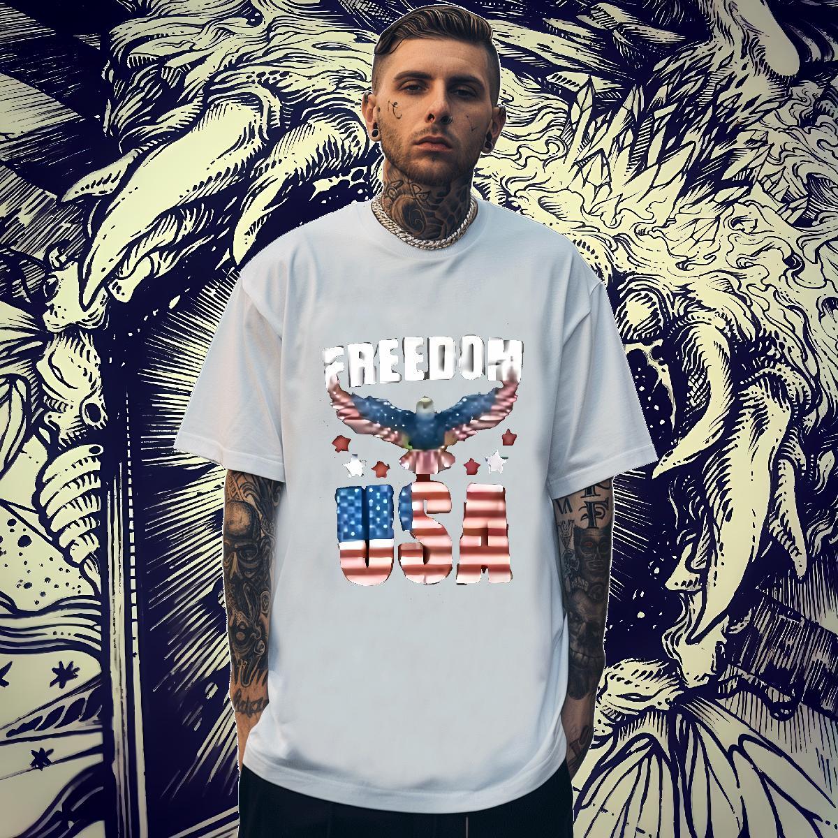 Fashion Casual Mens Tshirts eagle Street Casual 230g 100% Cotton Clothings Short Sleeve O-Neck TOP Quality T-Shirts Custom Printed