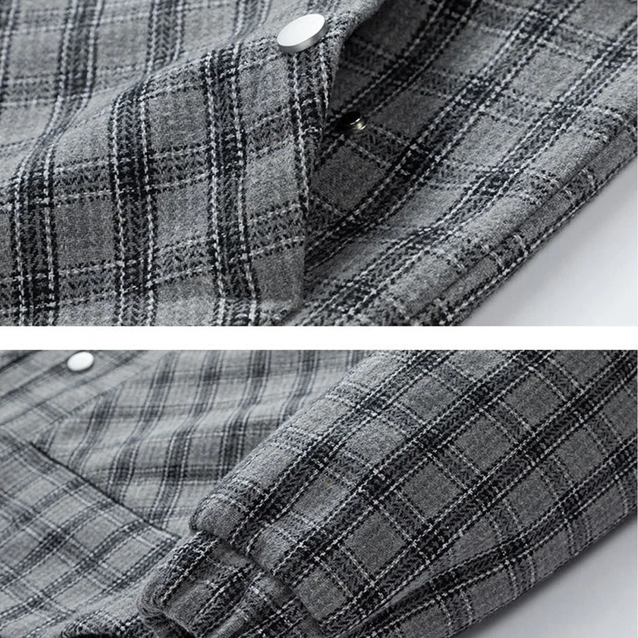 Plaid Jacket Men Harajuku Woolen Jacket Coat Plus Size 8XL Spring Autumn Plaid Coats Male Outerwear Big Size 8XL 240812