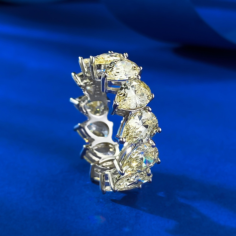Sparkg Water Drop Pear Cut Moissanite Eternity Ring - Sterg Sier Ladies Wedding Jewellery