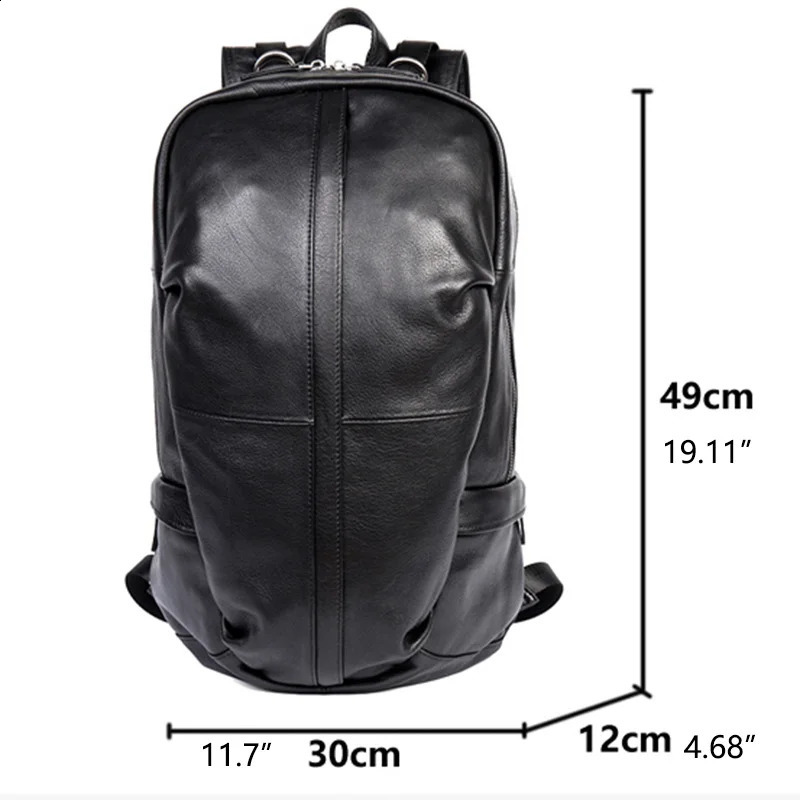 JLFGPJ Mens Casual Leather Travel Backpack Head Layer Denim Outdoor Fashion Original Computer Bag 240813