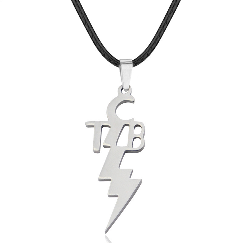 Stainless Steel Lightning Letter TCB Pendant Necklace Gold Plated Collar Jewelry Commemorate Gift 240125