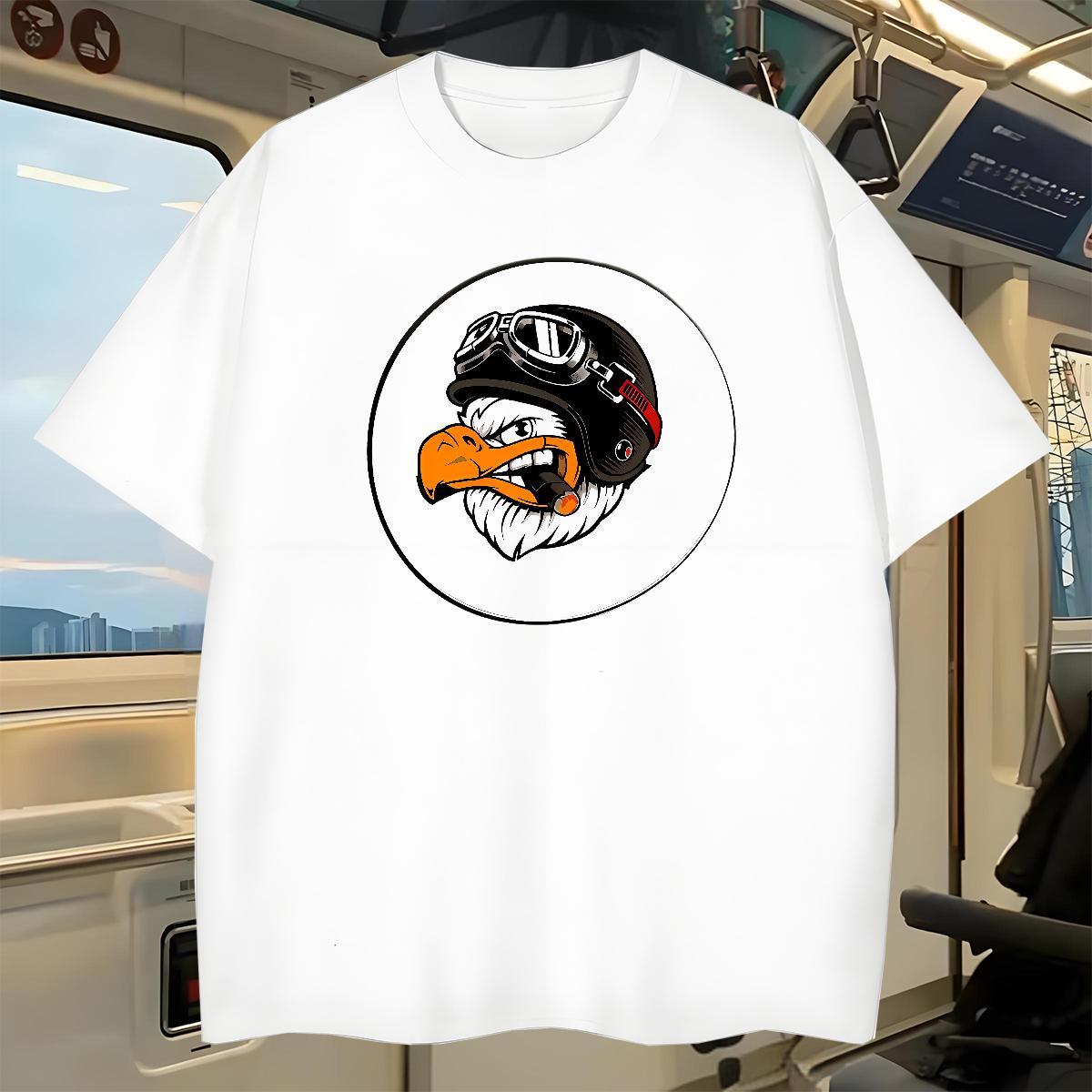 Wholesale Tshirt for Man Woman eagle Daily Wear 100% Cotton 230g Clothes O-Neck Short Sleeve Loose Fit T Shirt For Man Cartoon Print