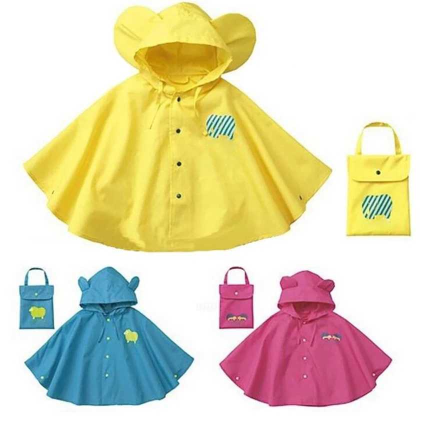 Children Raincoat Cartoon Cute Portable Kids Children Rain Ponchos Reusable Hooded Raincoat Rainwear with Storage Bag S M L Y240810