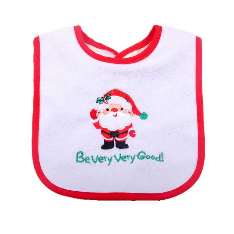 Bibs Burp Cloths Christmas Style Baby Bibs Round Neck Waterproof Burp Cloths Santa Elk Christmas Tree Pattern Infant Saliva Towel Xmas Kids GiftL4812