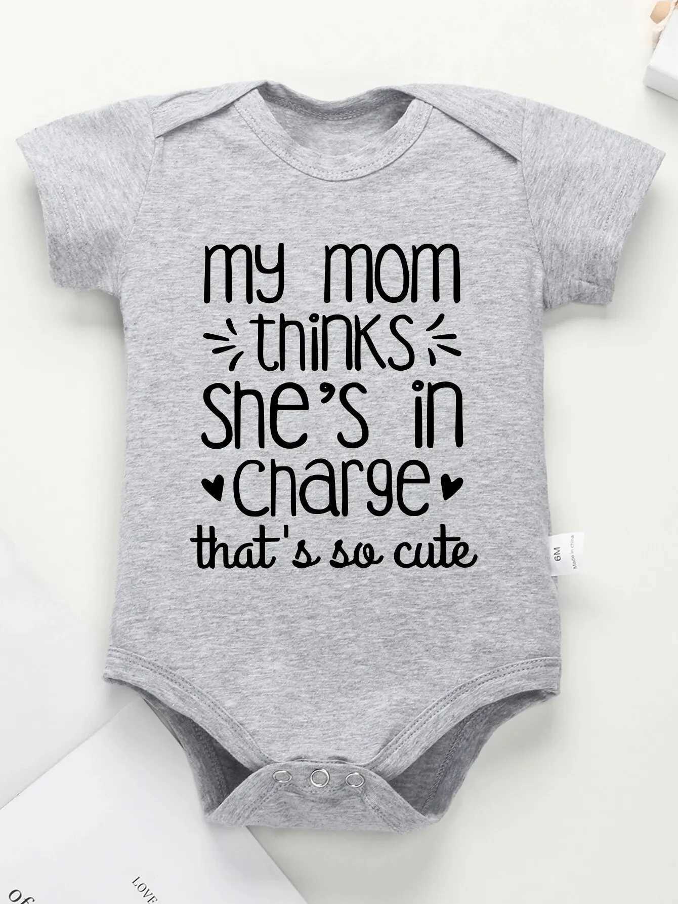 Summer Baby Onesie Funny Text Print Cute newborn boy and girl clothing Sleepwear Cotton short sleeved crew collar Family toddler jumpsuit W240812