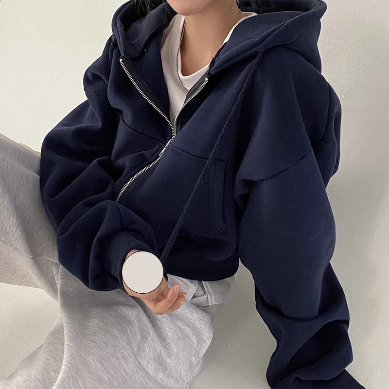 Autumn Harajuku Zip Up Gothic Hoodie Retro Harajuku Oversized Jackets Drawstring Kpop Large Size Streetwear Fashion Short Coat 240812