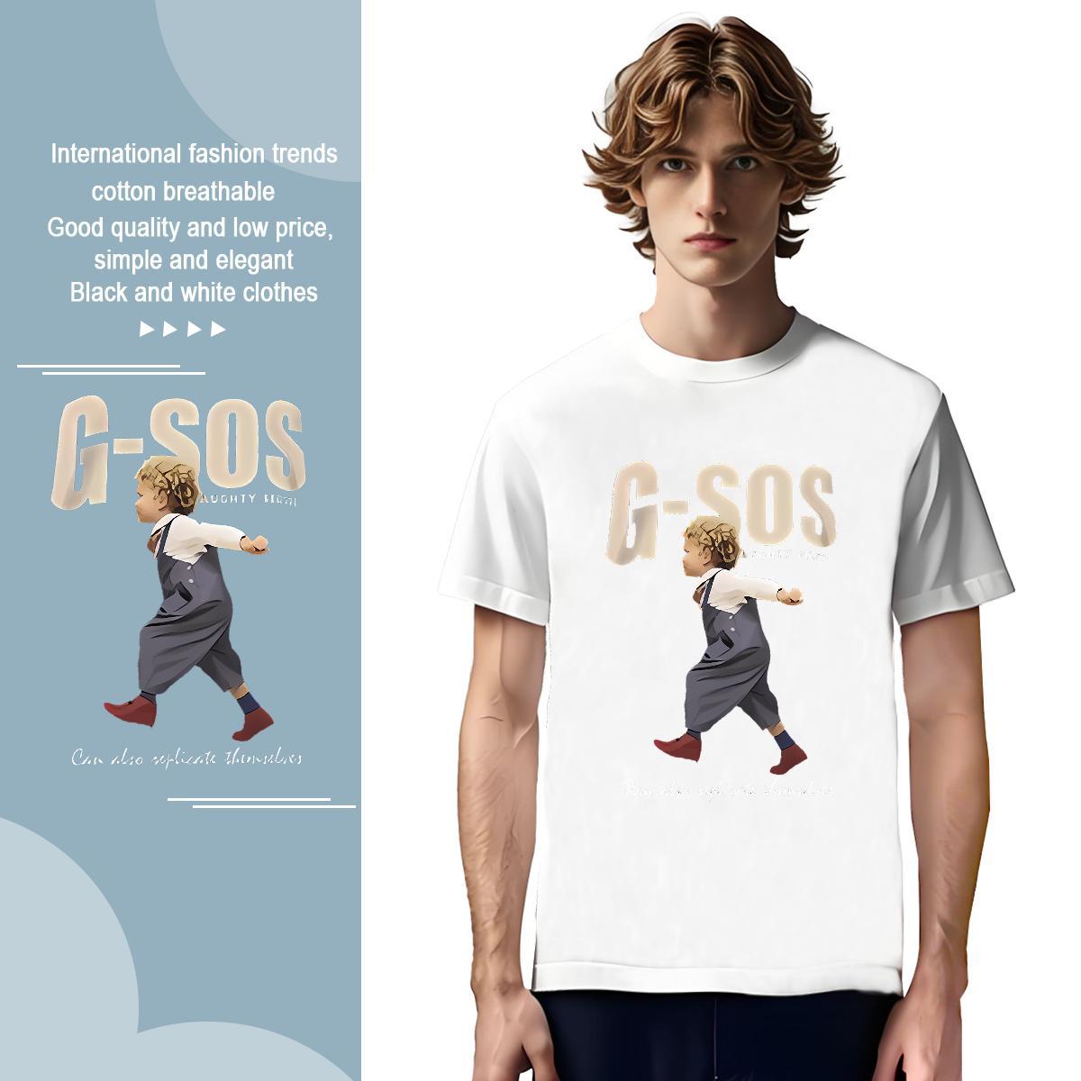 T Shirt For Man 230g Pure Cotton person Casual Beach Round Neck Short Sleeve Anime Men Tees 2024 Summer Cool Design Tshirts