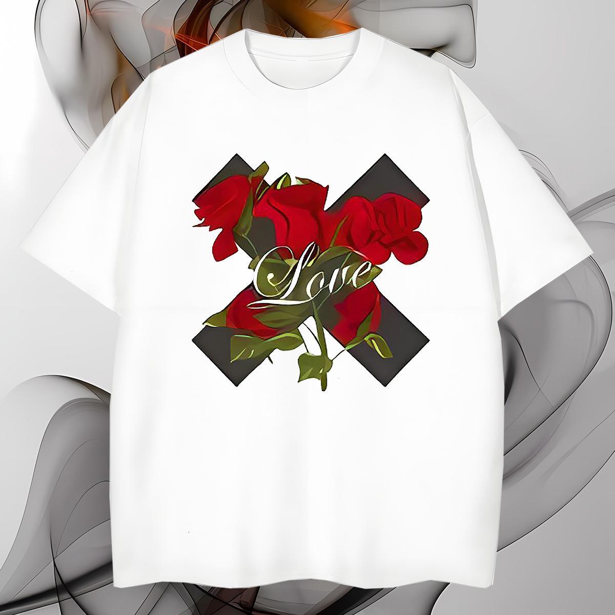 Loose letter T Shirts Men Casual Men Tshirts 230g Pure Cotton 2024 New Breathable Soft Customized Print Top Tees