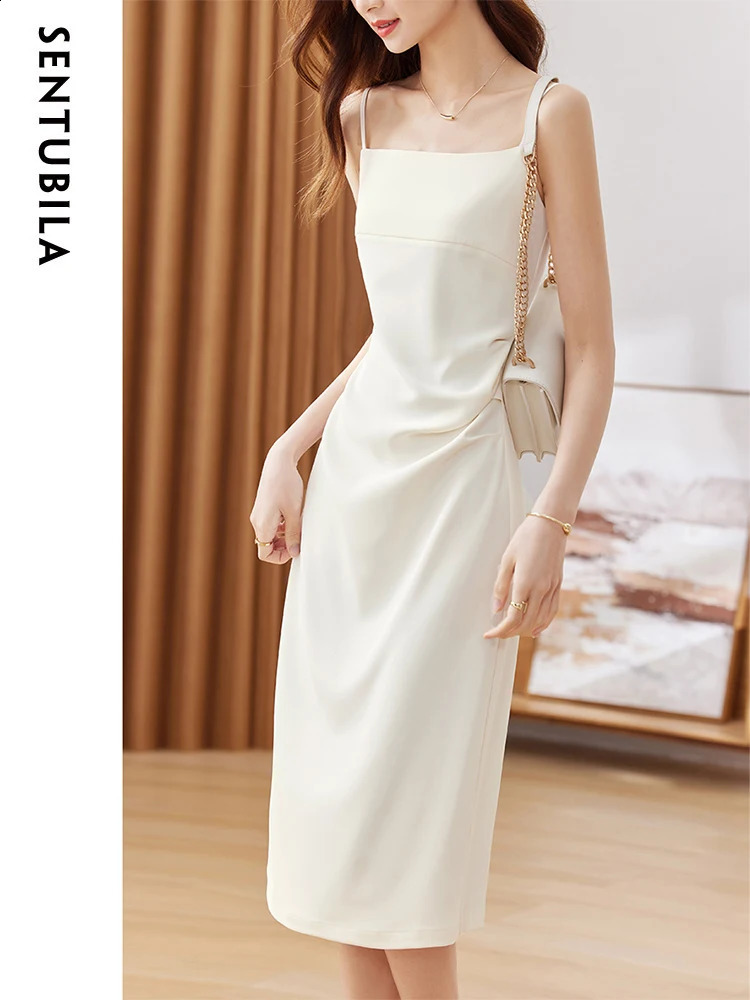 SENTUBILA Womens Elegant Jacket Two Piece Set Autumn Tie with Cami Slip Dress Work 132Z49094 240812