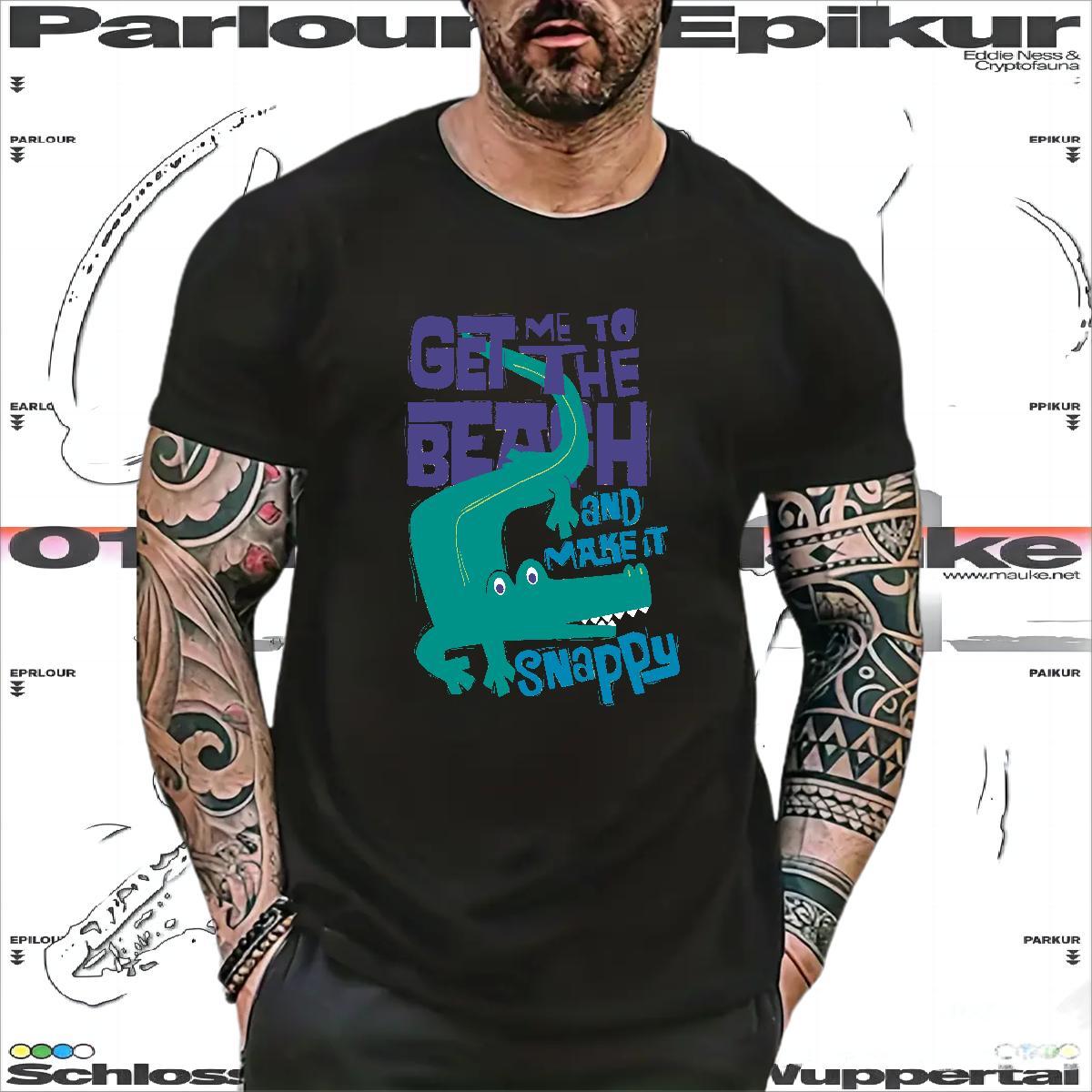 High Quality Men T Shirts crocodile O Neck Short Sleeves High Street Hip Hop Customized 230g Pure Cotton Mens Tshirts Factory Direct Tops Shirt
