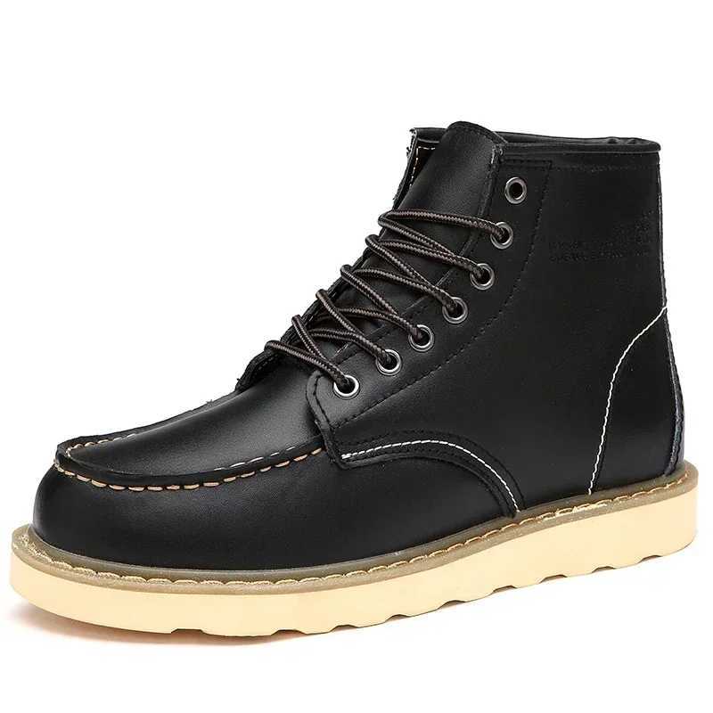 Boots Winter leather warm snow with fur waterproof handmade ankle boots anti slip high top mens work shoes H240813 250302