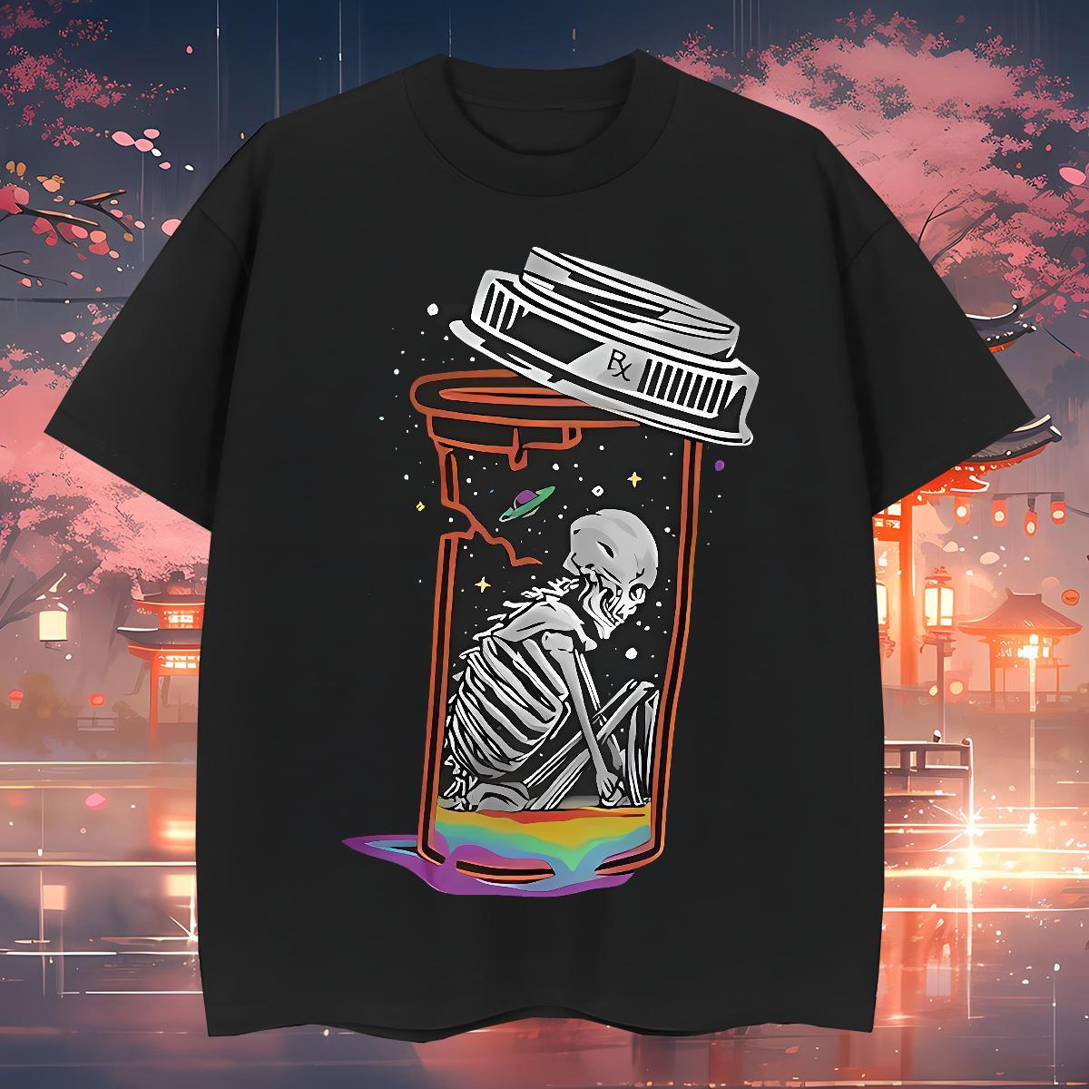 Soft T-Shirts for Men skull Breathable Short Sleeve Daily Outfit Custom Anime 100% Cotton 230g Men Clothes T-Shirt Designer Tee Shirt