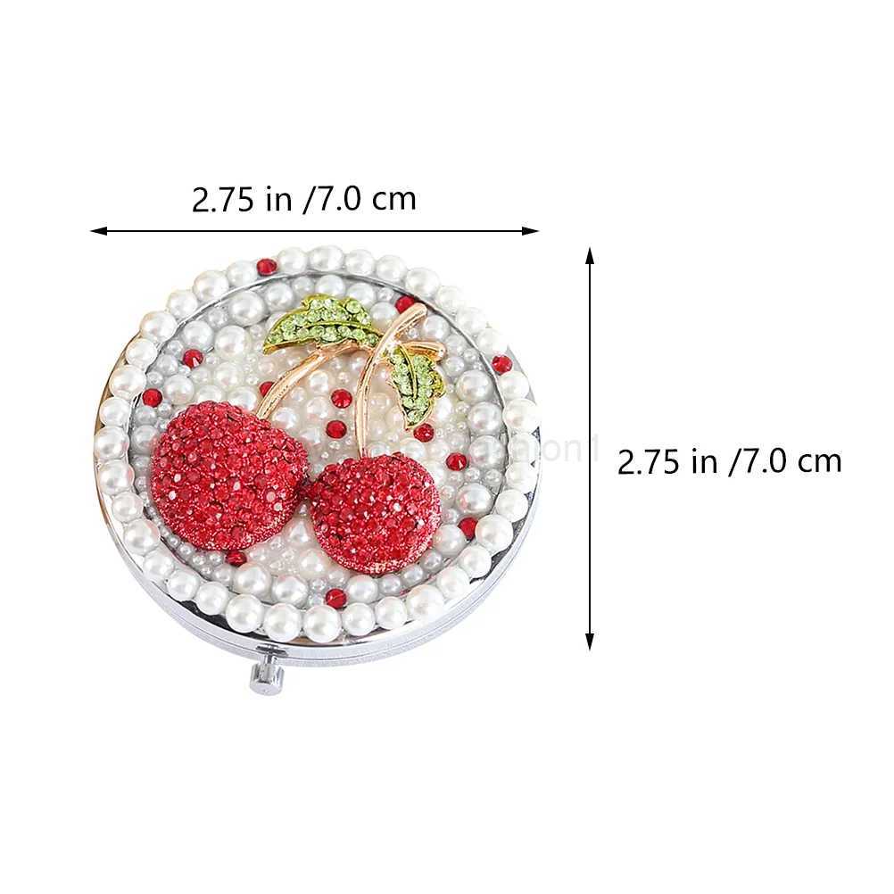 Folding Vanity Mirror for Makeup Exquisite Portable Pocket Metal Cherry-pattern Mini MirrorsXJ240813