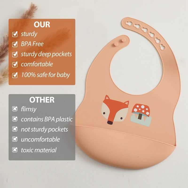 Bibs Burp Cloths Waterproof Soft Baby Silicone Scarf Cute Cartoon Print Baby Items Boys and Girls Adjustable Bibs Burp Cloths Newborn AccessoriesL4812