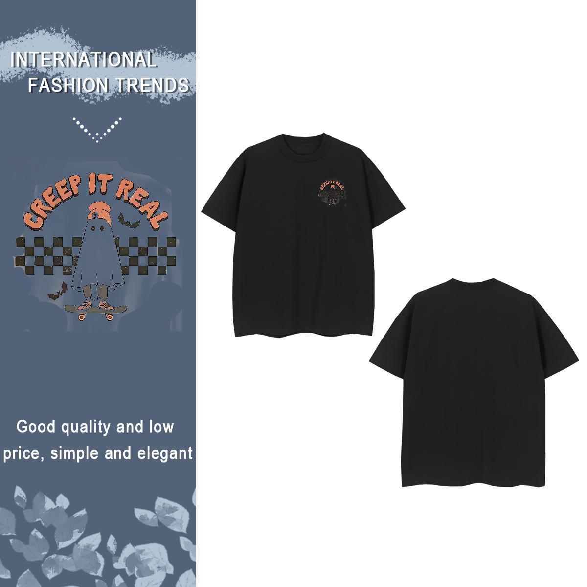 T-Shirts for Men 230g Pure Cotton monster Sports Casual O Neck Short Sleeves Oversized 3XL 4XL Mens Tshirts Brand Soft Wear