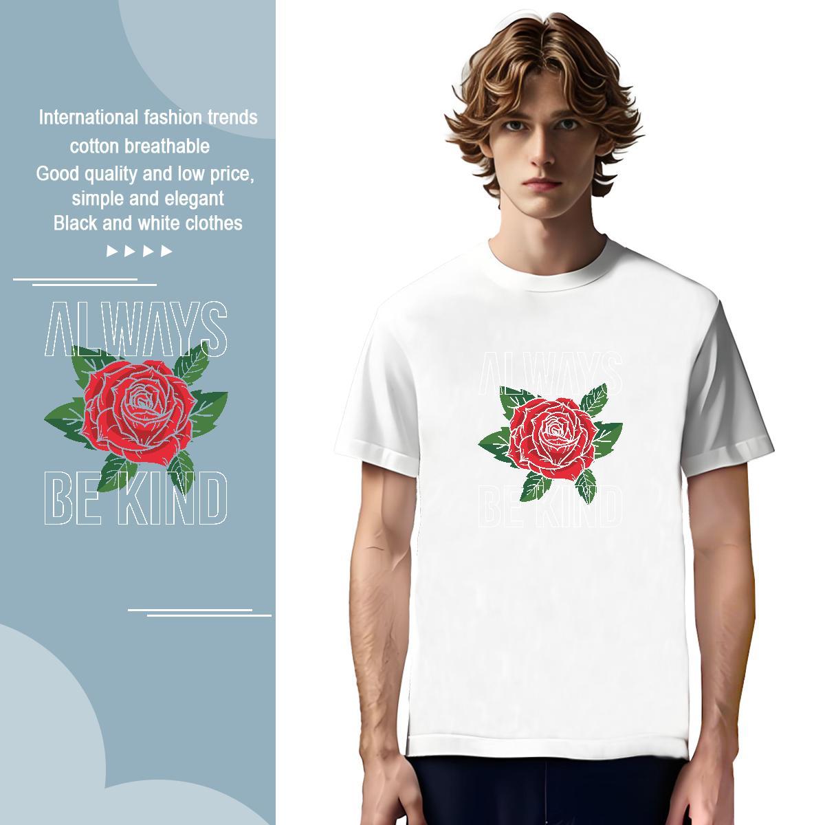 Classic letter T shirt Casual Mens Tshirts 230g Cotton 2024 DIY Short Sleeve Soft Anime Wear