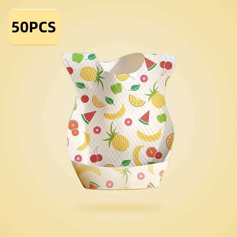 Bibs Burp Cloths 50/Set Fruit Printed Drooling Bibs Disposable Bibs For Baby Boys Girls Nonwoven Drooling Towel Outdoor Baby Burp ClothsL4812