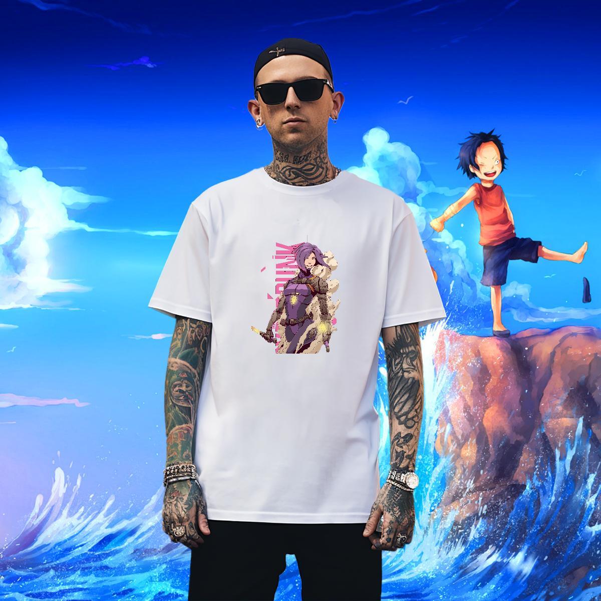 T Shirt For Man 230g Cotton portrait Casual Beach O-Neck Short Sleeve Anime Print Men Tops Tees Fashion Comfortable Tshirts
