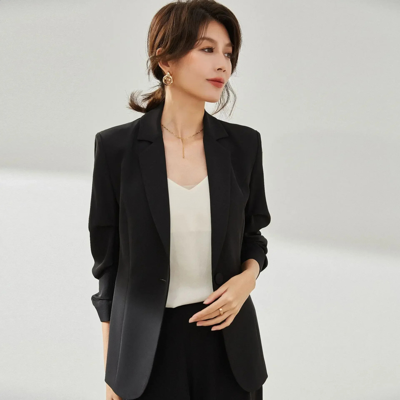 2024 Summer and Autumn Women Fashion Blazer Single-breasted Jacket Office Coat Elegant Slim Coat Blazer Simple 240813