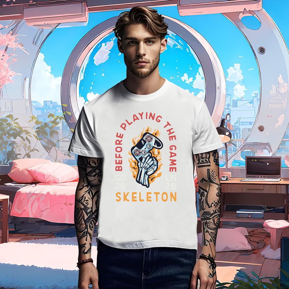 T-Shirts for Men 230g Cotton amusement game Beach Round Neck Short Sleeve White Plus Size Tshirt for Man Woman Fashion Cool Polos