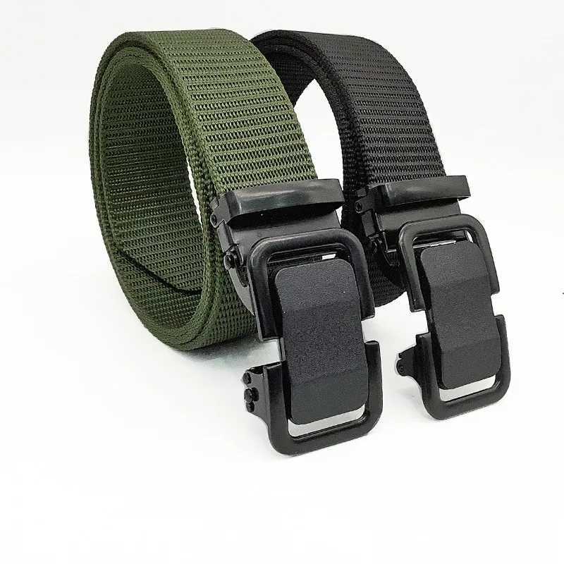 Mens Belt Nylon Canvas Belt Mens Neutral Outdoor Tactical Metal Buckle Solid Trend Hiking Belt Automatic Buckle W240807