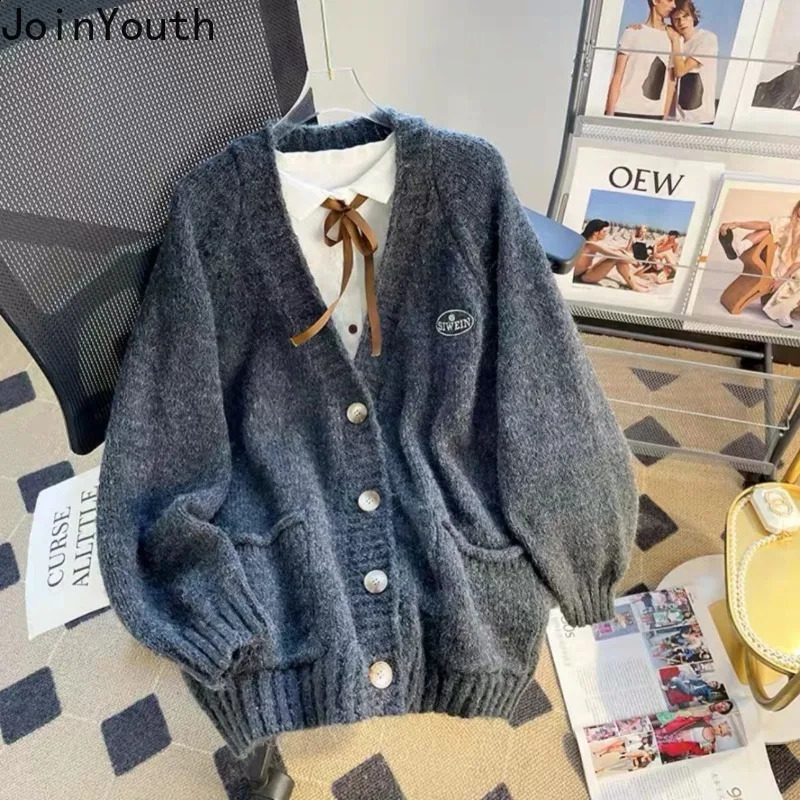 Preppy Style Knitwear Sweater Coat Women Clothing Pull Femme Fashion Korean Sueter Mujer Casual Knit Oversized Cardigan Jackets 240812