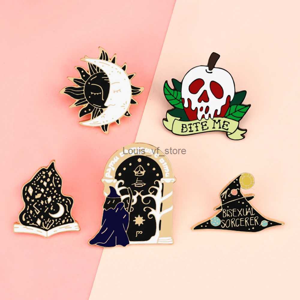 Pins Brooches Interesting Halloween Enamel Pin Punk Pumpkin Fire Gothic Skeleton Chest Magic Witch Festival Party Gift Collar Badge Jewelry H240813