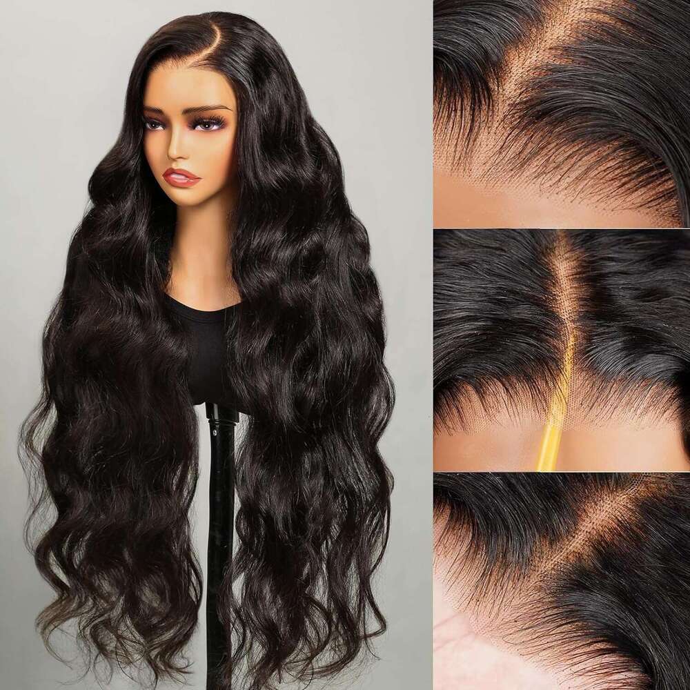 250 Density Transparent 13X6 Body Wave Frontal Wigs Human Hair 28 30 32 Inch 13X4 Lace Front Wig Brazilian Natural Black