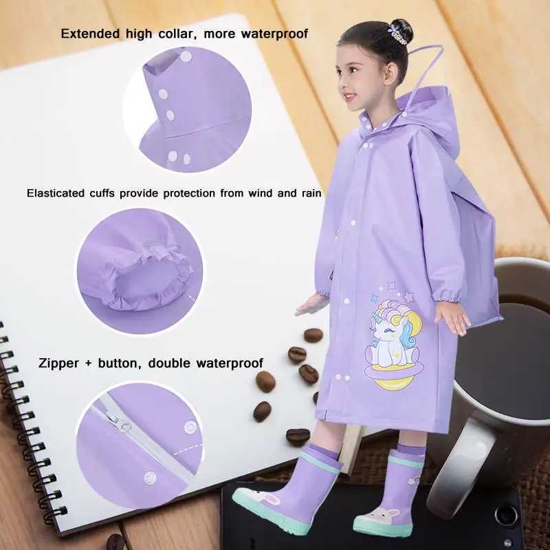 Children Waterproof Rain Poncho Kids Raincoat Full Coverage High Quality Raincoat Student Boys Girls Backpack Travel Rainwear Y240810