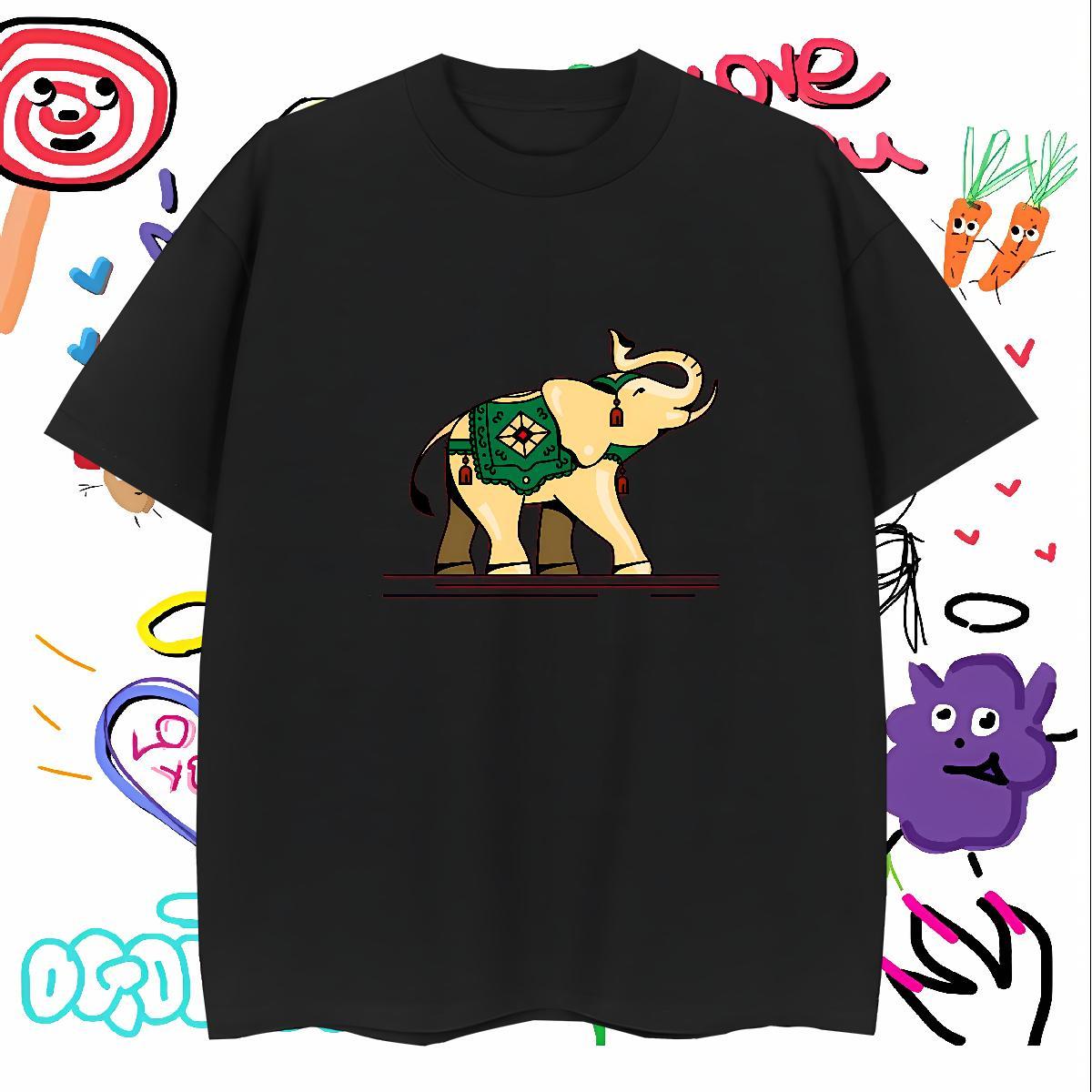 Designer Fashion Men Tshirts elephant Daily Wear 230g 100% Cotton Tops Crew Neck Cool T Shirt For Man Custom Print Plus Size