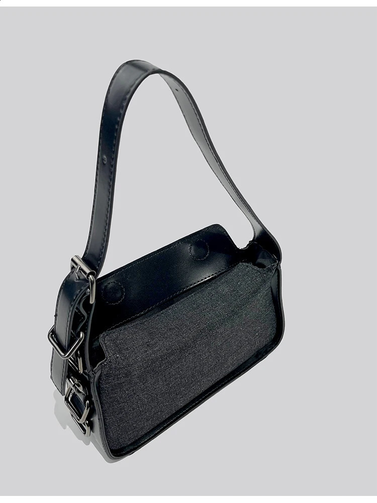 JIAERDI Vintage Black Denim Shoulder Bags Women Girls Casual Underarm Bag Purse Female Harajuku Aesthetic Handbag Y2k 240813