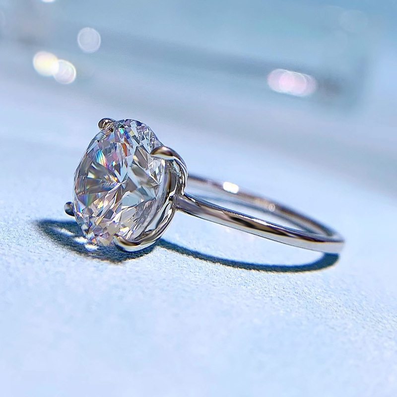 10mm White Moissanite Diamond Wedding Rings Solitaire Classical Jewelry Real 100% 925 Sterling Silver Round Cut Gemstones Eternity Women Engagement Ba